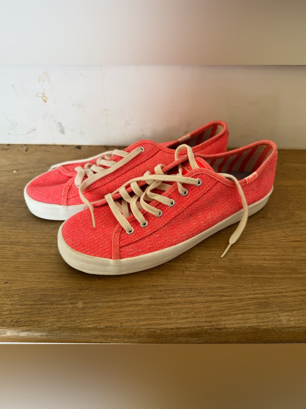 Keds Women's Coral-Red Canvas Lace-Up Sneakers